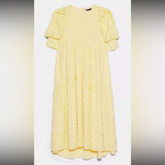 Blogger Favorite Zara Loose Fitting Textures Yellow Max Dress size XXL - Picture 5 of 8